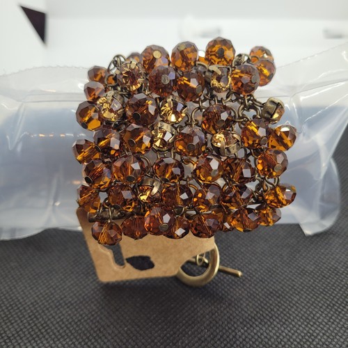 Bracelet Amber Color, Multifaceted Beads Metal frame - Picture 2 of 6