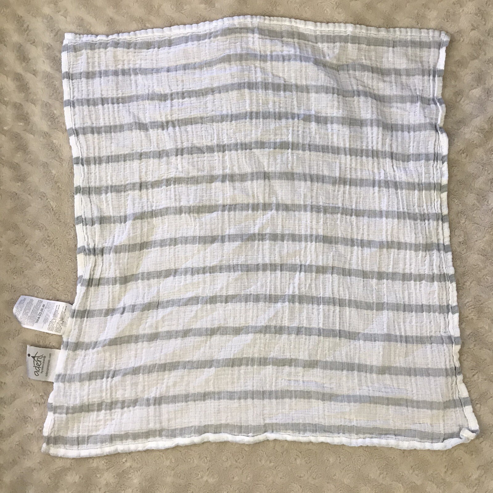 Aden + Anais Gray White Stripes Lovey Mini Security Blanket Muslin Cotton eBay