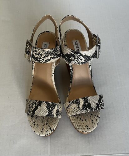 Steve Madden Escalate Style Chunky Cork Wedge Platform Snake Heel - Y2K Size 8.5 - Picture 2 of 12