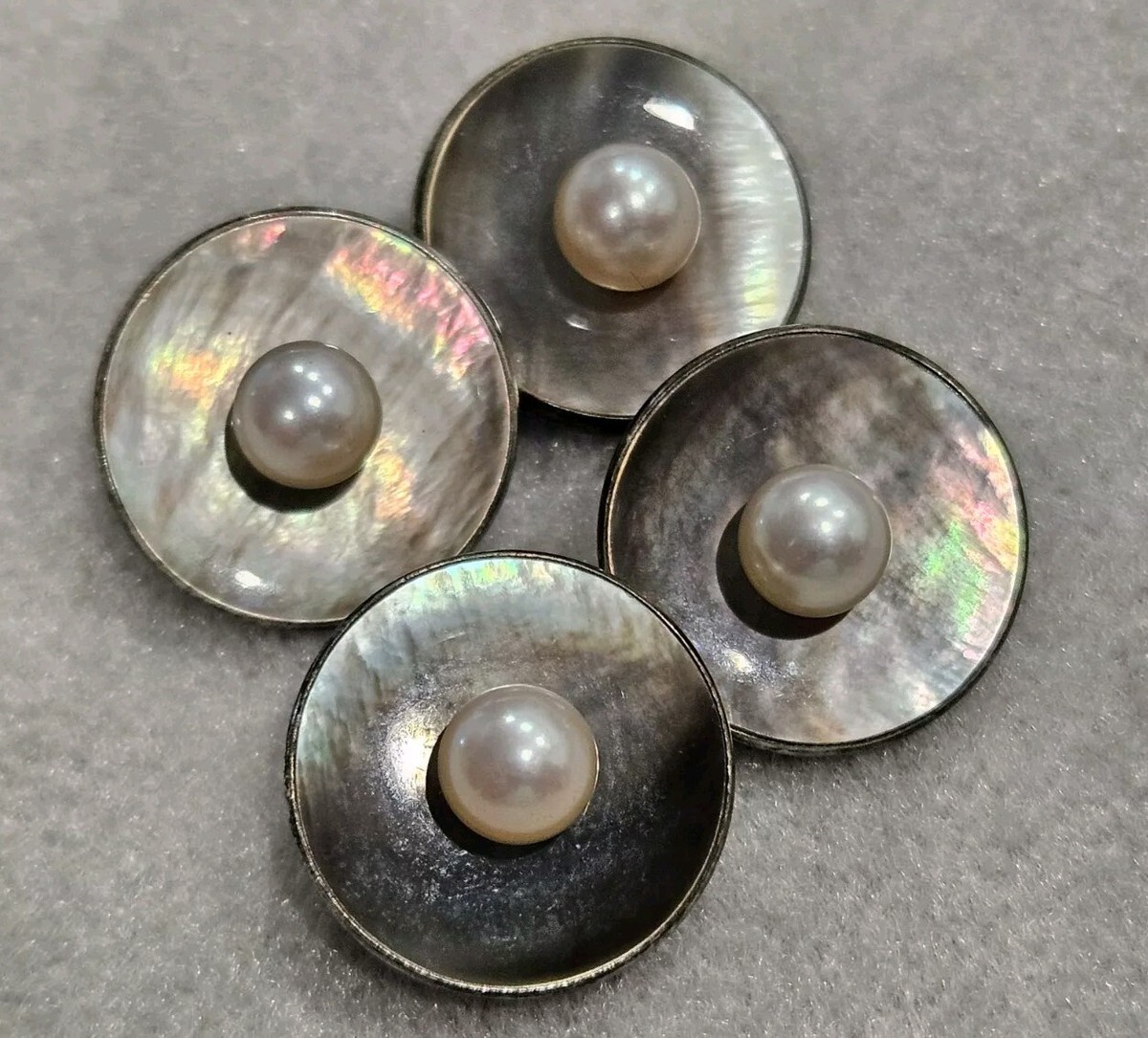 MIKIMOTO Sterling Silver Mop Pearl & Round White Pearl Cufflinks