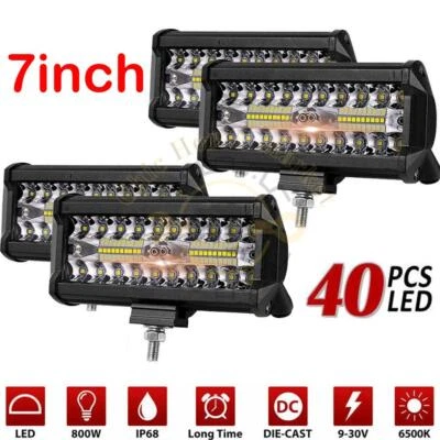 NOVA-TRENDSHOP 4×7inch LED 2400W Work Light Bar Flood Spot Combo Fog Lamp Offroad Driving Truck