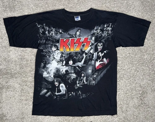 KISS Vintage Shirt Rare All Over Print Music Tour Conc 1990s vintage concert t-shirt, vintage, size XL, single stitch, B+ condition