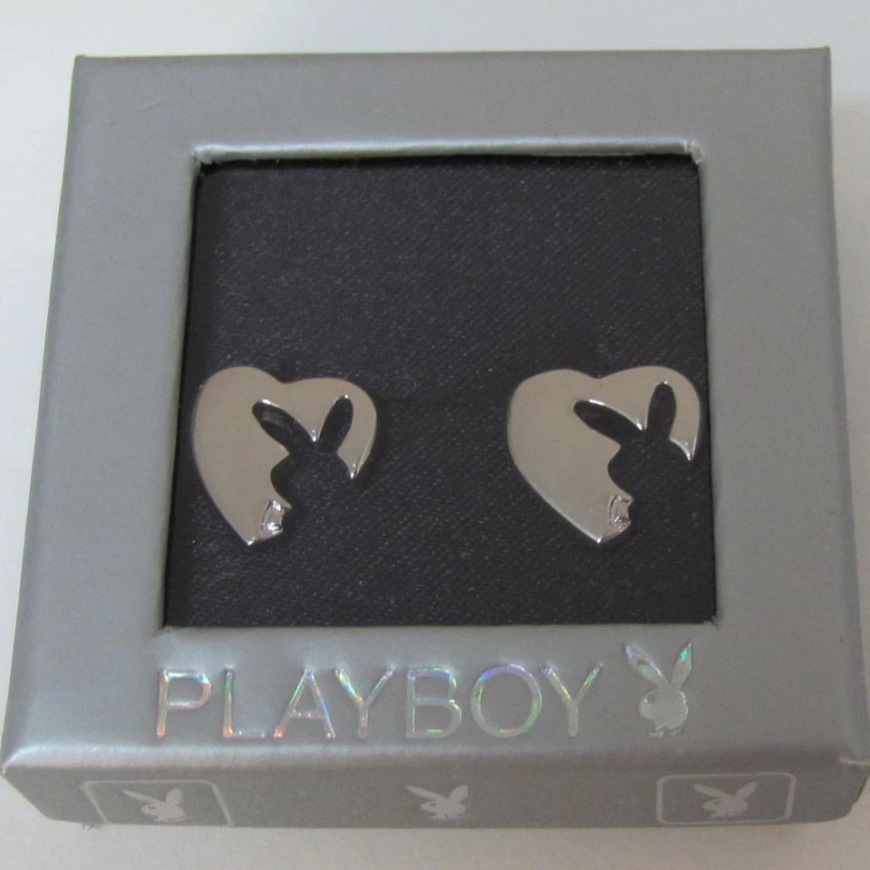 Pendientes Playboy Corazón Conejo Logo Joyería Acero Quirúrgico Poste y2k Nuevo en Caja Foto 2 de 4
