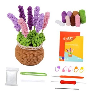  Crochet Kit for Beginners Kids, Crochet Potted Plants Kits for Lavende