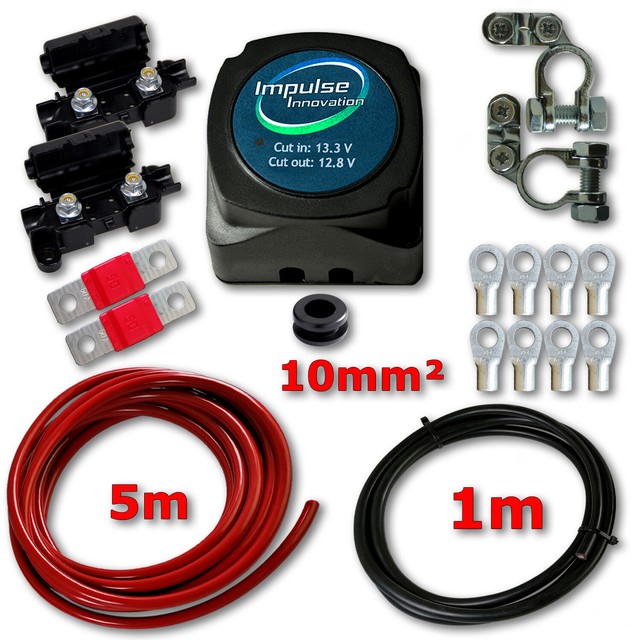 BSR PRO10 Batterie Trennrelais Set 12V 140A Caravan Bus WoMo KFZ 6M 10mm² Kabel BSR PRO10 Batterie Trennrelais Set 12V 140A Caravan Bus WoMo KFZ 6M 10mm² Kabel