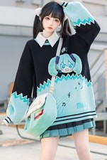 Hatsune Miku Collection Anime-Inspired Sweater crew neck Pullover Green Mint