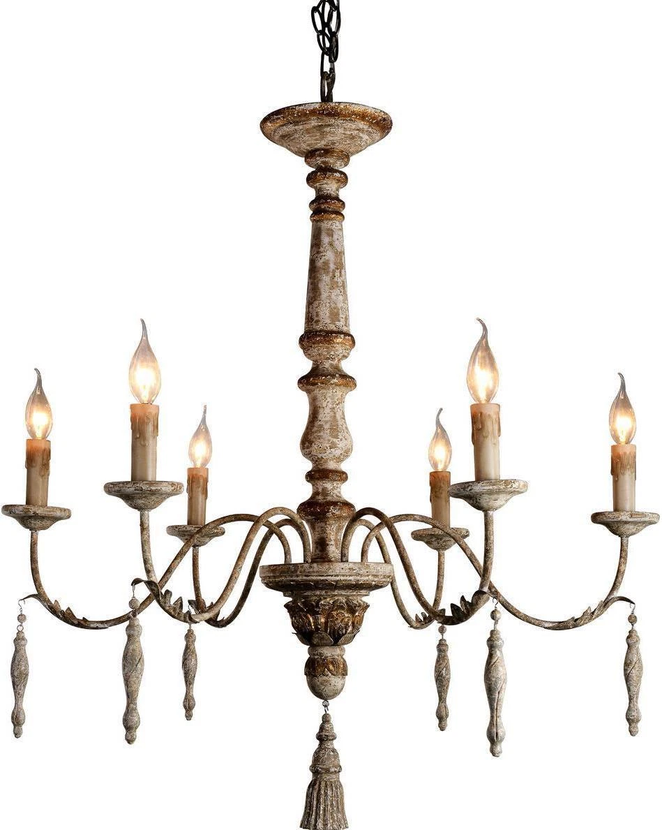 Chandelier Maura Terracotta Lighting White Wash Gold Accents 6 Light Iron Metal
