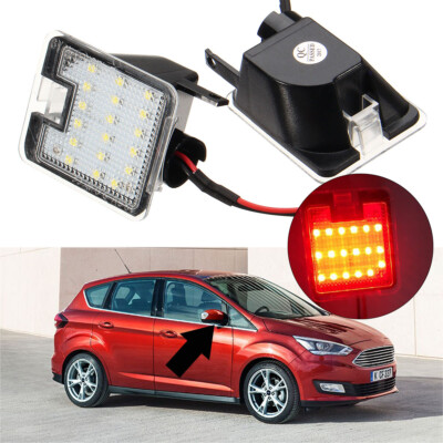 Red Rearview Side Under Mirror Lamp Puddle Light For Ford Focus Kuga Dopo 2015