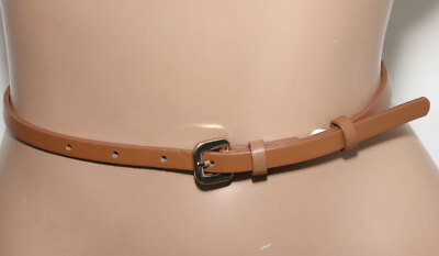 Women's Skinny Raw Sienna Faux Leather Belt - Siver Buckle  - SIZE S - 33'' Long