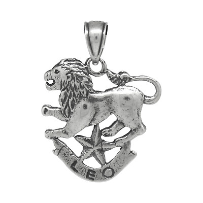 925 Sterling Silver Leo Pendant Necklace Zodiac Sign Oxidized 18" Chain ...