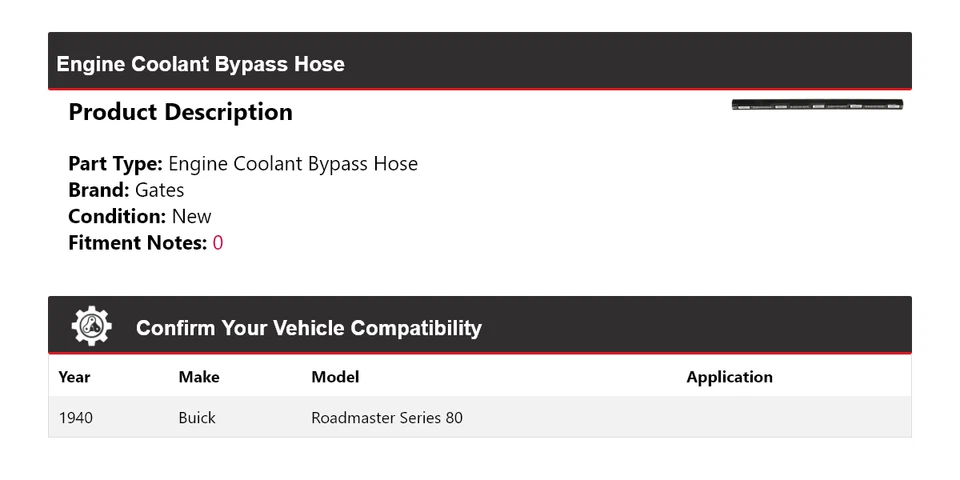 For 1940 Buick Roadmaster Series 80 Engine Coolant Bypass Hose Gates - Image 2 of 4