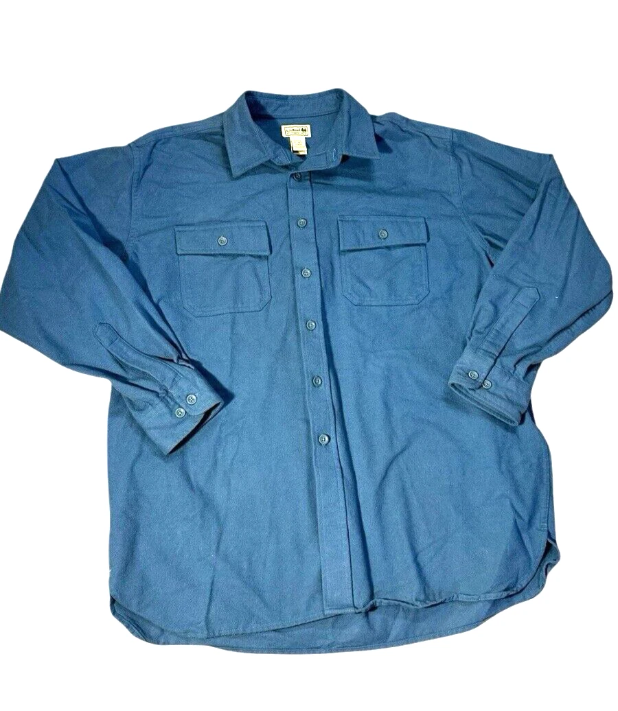 Men’s L.L. Bean XL flannel long sleeve shirt blue button up soft warm outdoors