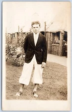 Postcard RPPC Well Dressed Young Man In Suit Knickers P4I