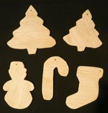 Lot of 5 Handmade Wooden Christmas Ornaments Gifts DIY Rustic Craft Unpainted