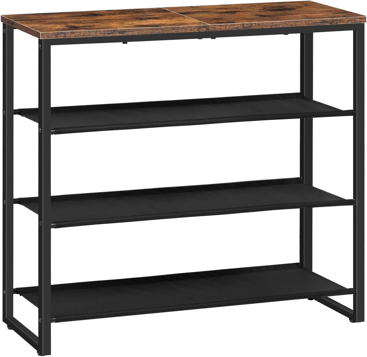 4-Tier Shoe Rack Organizer with Oxford Fabric Shelves & Top Panel-image