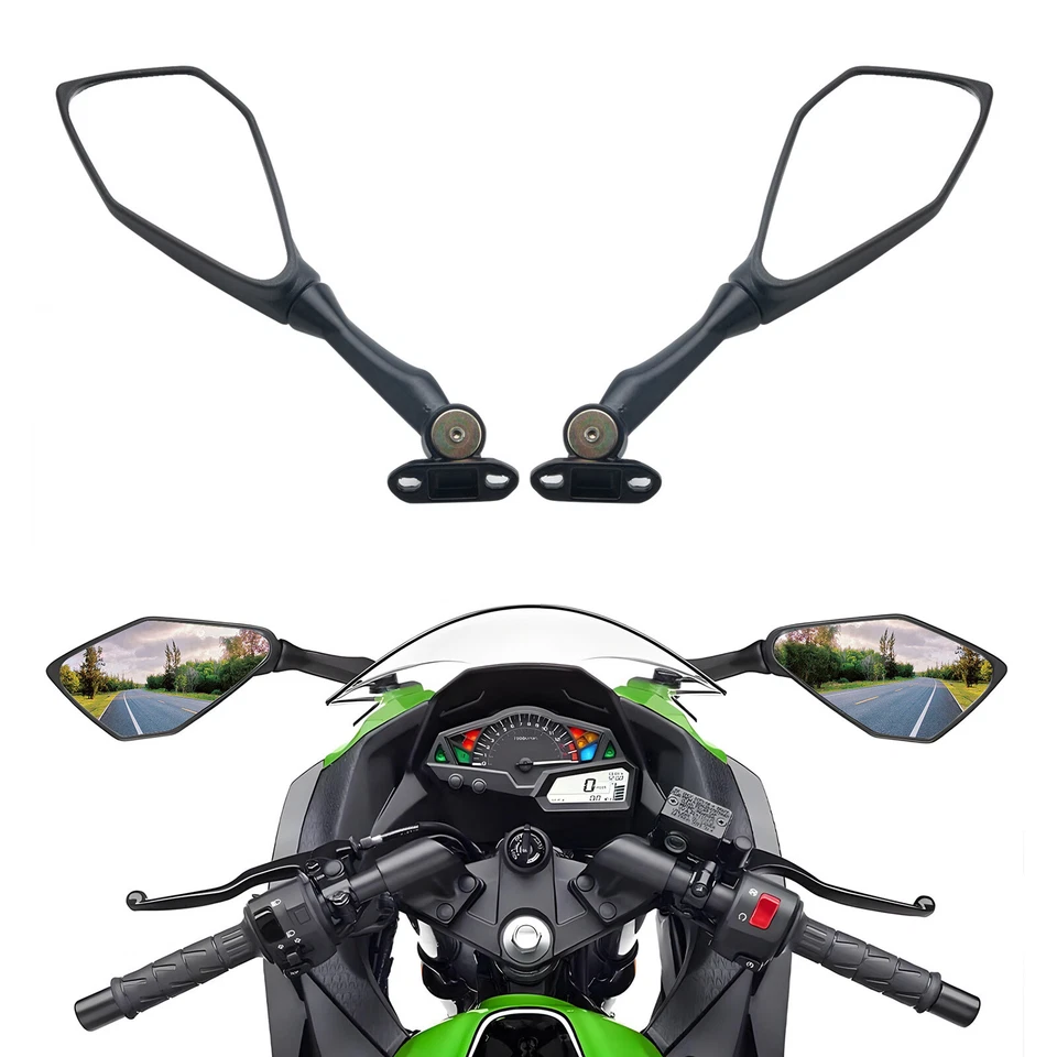 Rear View Mirrors For Kawasaki Ninja 300 EX300 Ninja 400 EX400 Ninja ZX6R ZX636 Foto 4 de 4