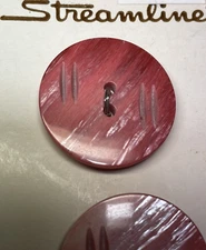 Streamline Round Red Marble White Glossy 2-Hole Flat Buttons  7/8" (23mm) 2 Pack