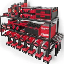 Power Tool Organizer Garage Organization W/ 7 Drill Holders Storage Wall Mount