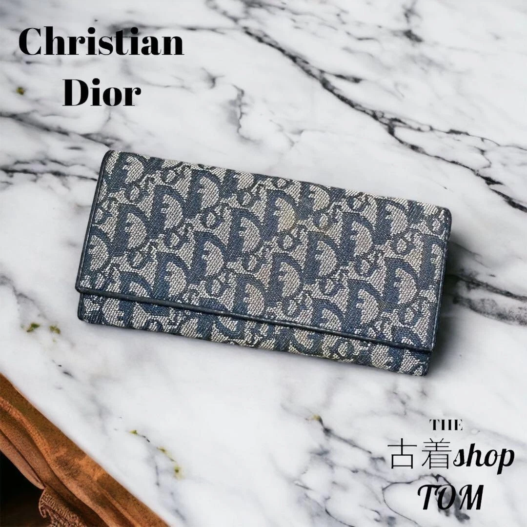 Portefeuille long trotteur Christian Dior couleur marine pour femme bon état