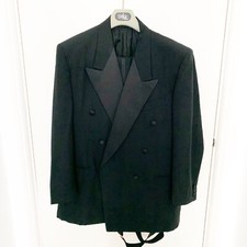 Quinto Black Double Breasted 100 Wool Tuxedo Sz 52R