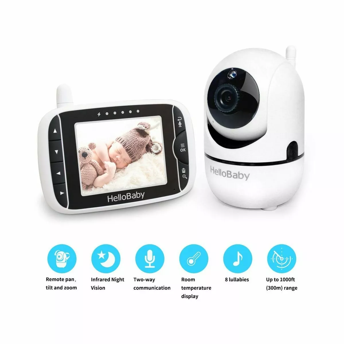 HelloBaby HB65 3.2 inch Baby Monitor with Remote Night Vision (Black)