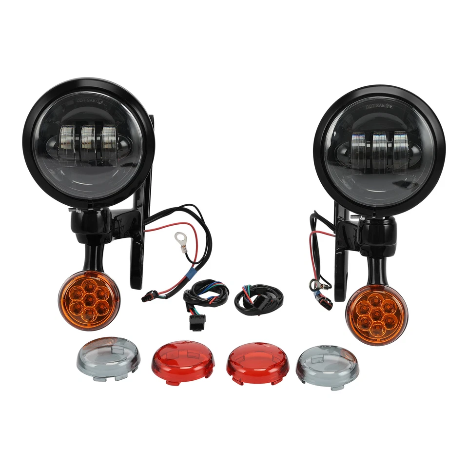 4.5" Auxiliary Lighting Spot Fog Light Turn Fit For Harley Street Glide 97-13 - Image 2 of 4