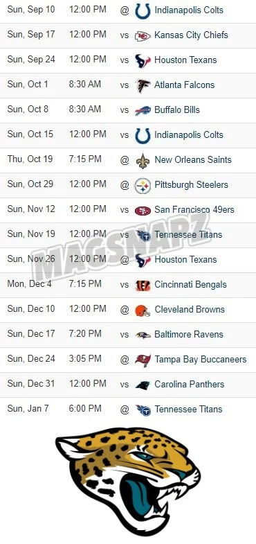 jacksonville jaguars schedule