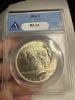1924 Peace Silver Dollar S$1 ANACS MS64 Uncirculated