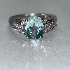 Sterling silver ring Teal and pink Stone Size 8, .925