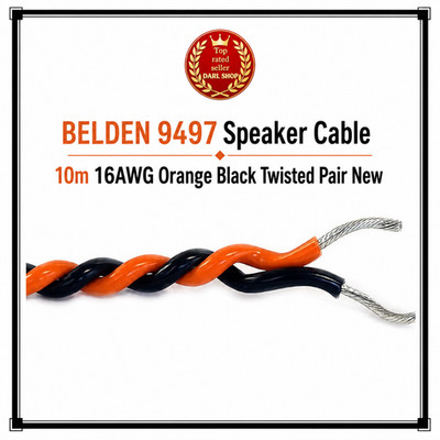 BELDEN 9497 Lautsprecherkabel 10m 16AWG Orange Schwarz Verdrillt Paar Neu