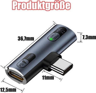 Typ C Stecker auf 2 Typ C Buchsen,USB C PD 100W-Schnellladung 10Gbps OTG Adapter
