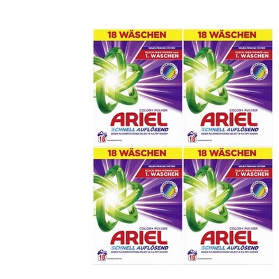 4x900g Ariel Color + Pulver Waschpulver Fleck-weg-Power schnell auflösend 72WL