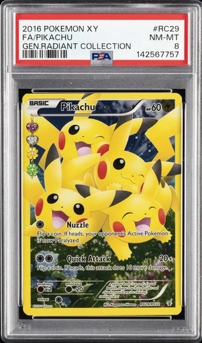 2016 POKEMON XY GENERATIONS RADIANT COLLECTION #RC29 FULL ART/PIKACHU PSA 8
