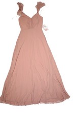Birdy Grey Kae Dress Womens XS Rose Quartz Chiffon Sweetheart Maxi Formal Gown