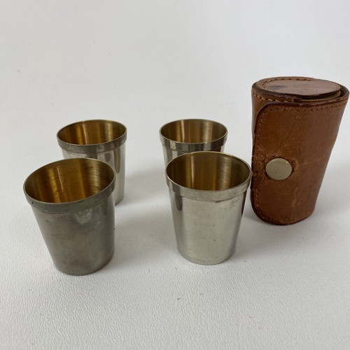 Nesting Shot Glass Set With Leather Carrying Case - Portable Travel Bar - 4