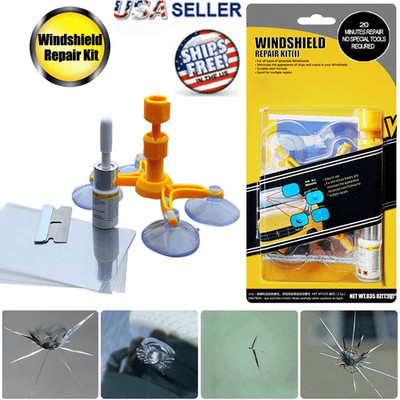 Windshield Repair Kit Quick Fix DIY Car Wind Glass Bullseye Rock Chip Crack -/US