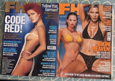FHM MAGAZINES X2 from 2000 Lisa Faulkner bikini heaven /Lene Aqua, Amanda Holden