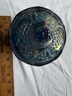 VTG Indiana Glass Harvest Grape Iridescent Blue Carnival Glass Lidded Jar 1970's — photo 3
