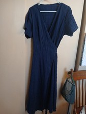 Shein Women's Blue Polyester Elastane Crinkle Wrap Dress Sz XL NWOT
