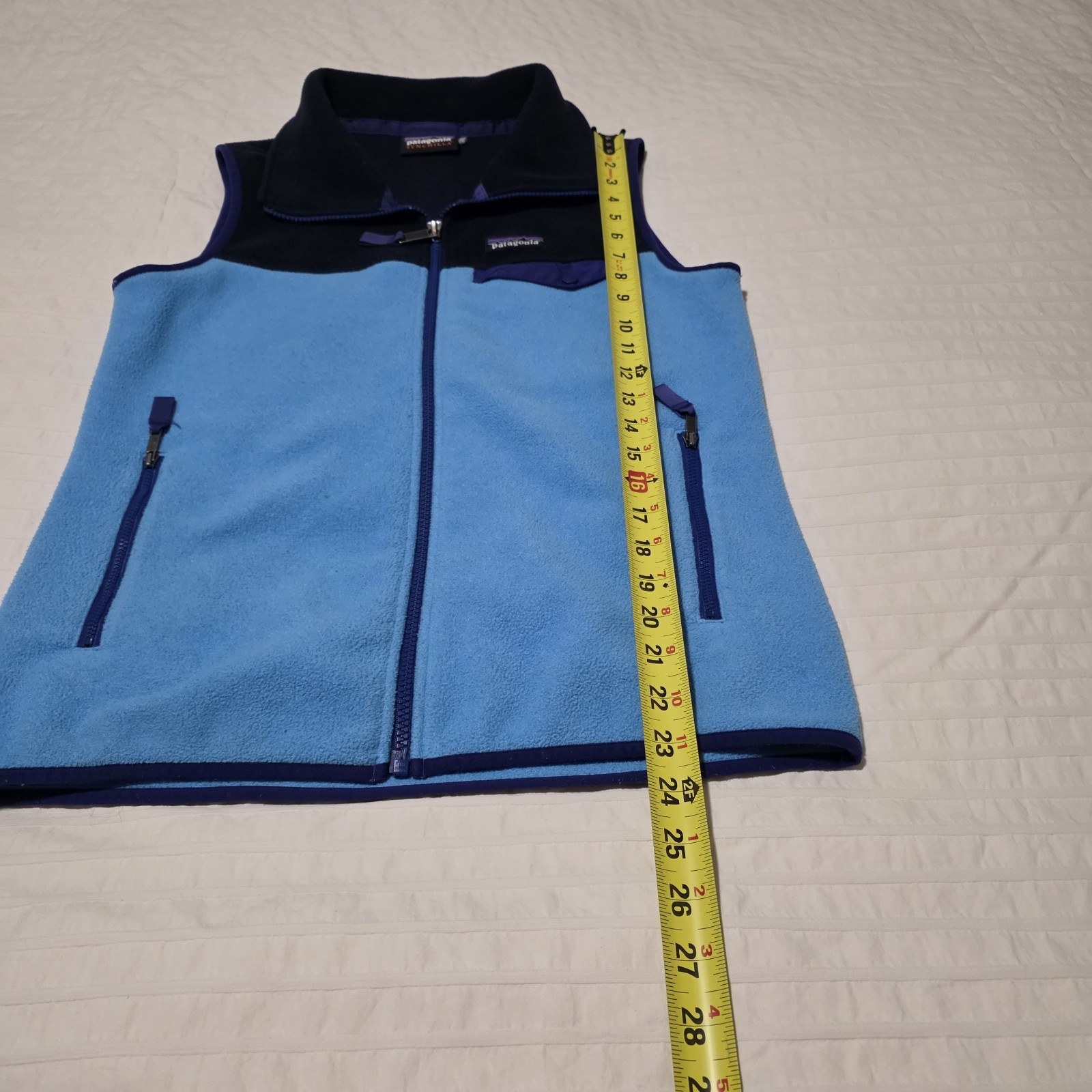 Patagonia Synchilla Fleece Full Zip Vest Womens Medium Blue Snap Pocket thumbnail 5