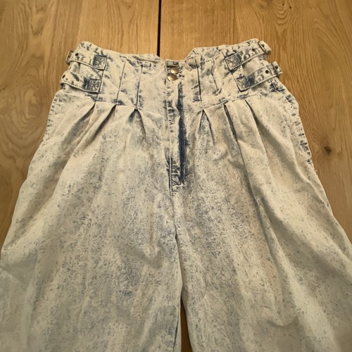 90s Y2K Exhaust Jeans Vintage Hip Hop Acid Wash Baggy Pleated Buckle Breakdance - Picture 3 of 11