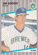 1989 Fleer Milwaukee Brewers Jim Adduci Trading Card