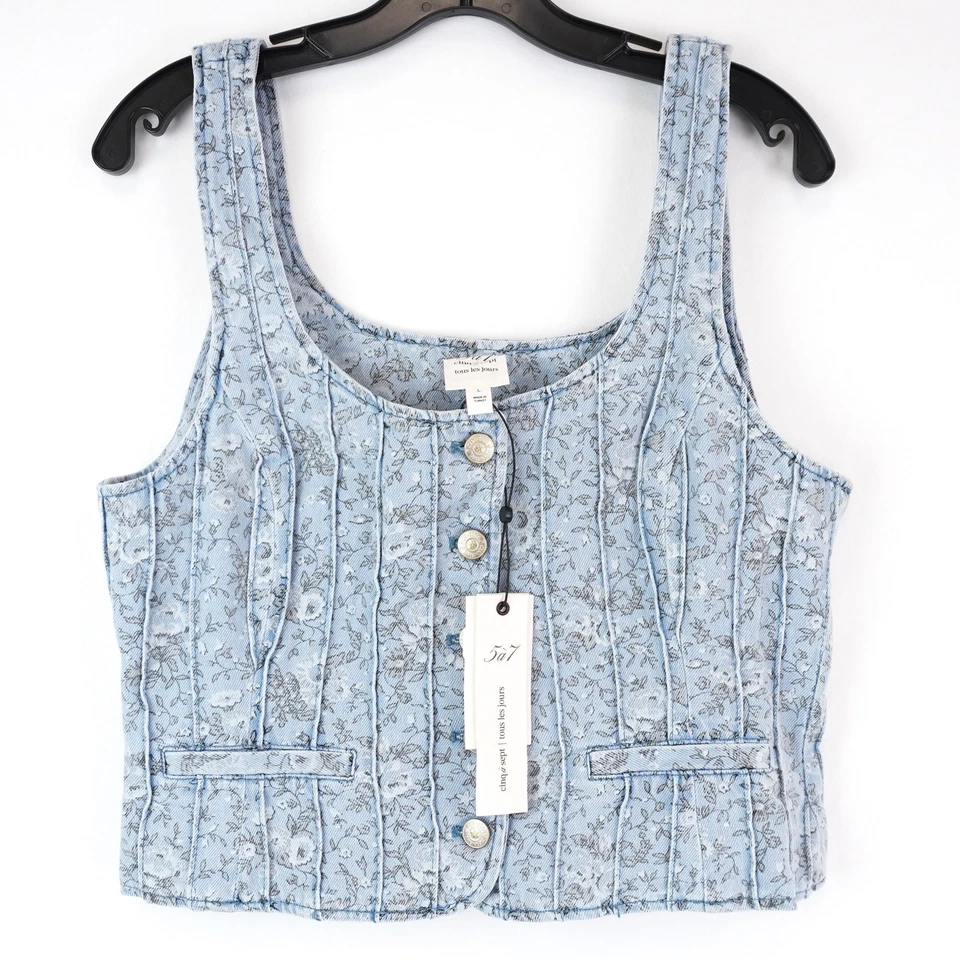 Cinq A Sept Bouquet Rowena Denim Corsé Top En Aciano - Para Mujer Talla Grande