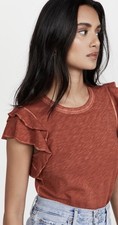 Women s Veronica Beard Akeela Flutter Sleeve T-shirt Heathered Orange Sz M.
