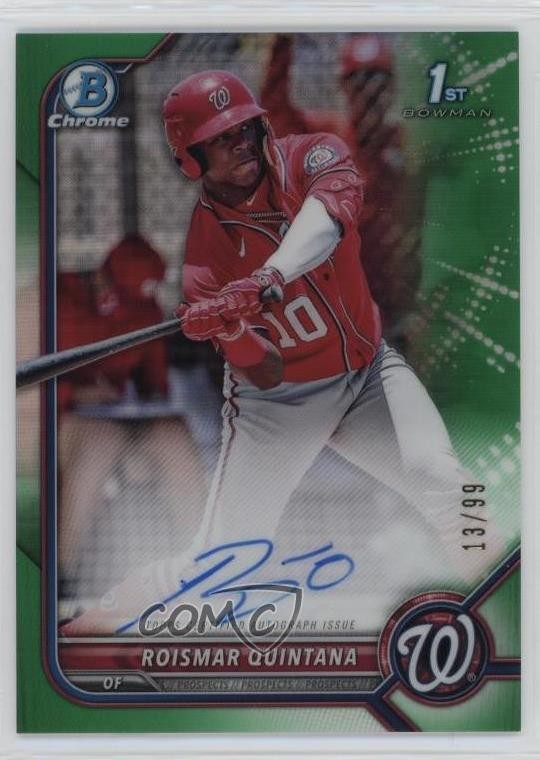 2022 Bowman Chrome Prospect Green Refractor /99 Roismar Quintana #CPA-RQ Auto
