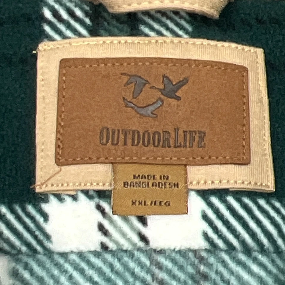 NWT OUTDOOR LIFE Polar Fleece Shirt Jacket Shacket Mens 2XL XXL Green Plaid NEW - Image 4 of 4