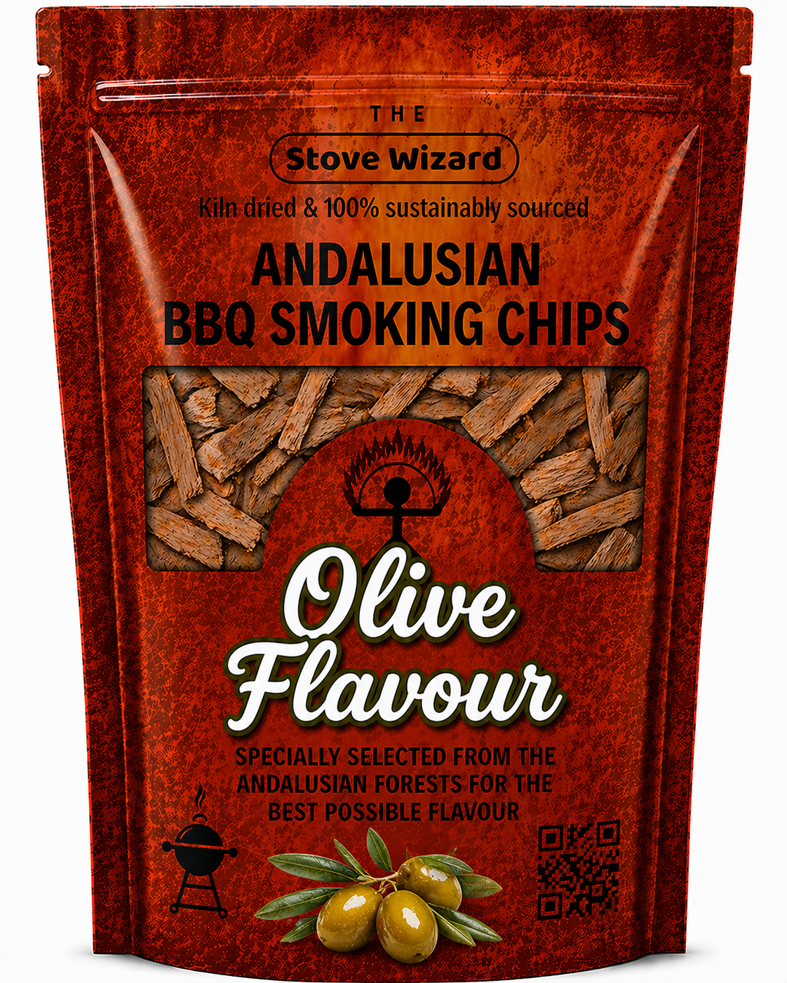 BBQ Smoking Wood Chips Olive Premium Smoker Fuel Natural 850g 3.4L