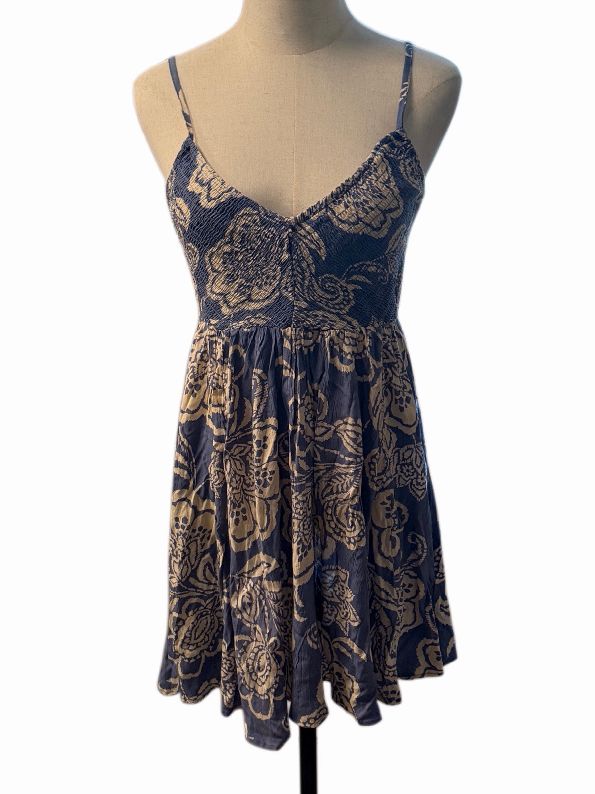 Angie Sundress Women’s M Blue Floral Paisley Spaghetti Straps Boho Beachy-image