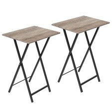 HOOBRO Folding TV Tray Tables, Set of 2 Side Table for Small Space, Industrial S