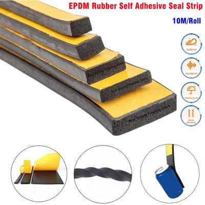 Neu EPDM selbstklebend flach Gummistreifen schwarz Schaum einseitig Klebeband Dichtung